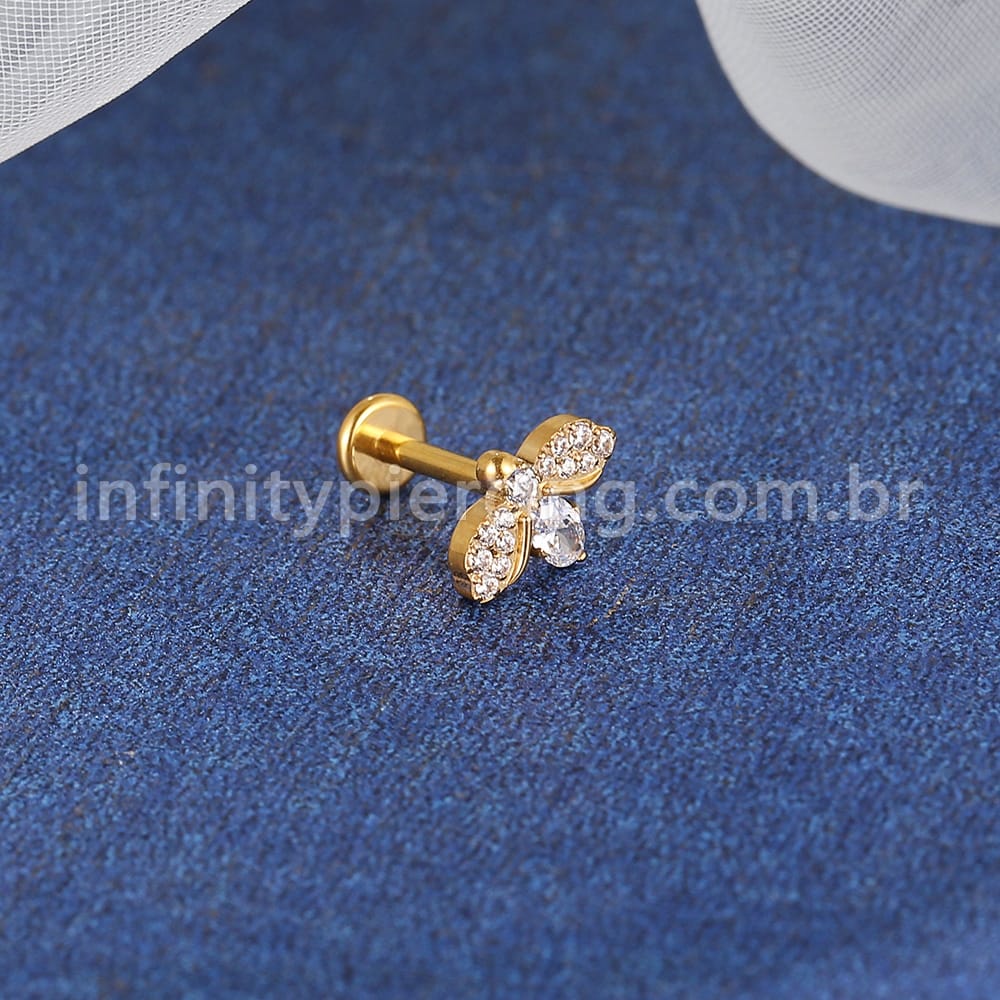 Piercing Labret Titânio Abelha Zircônia
