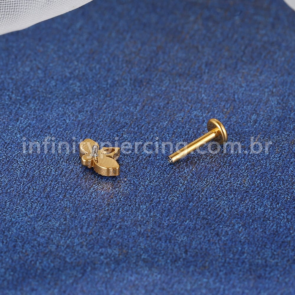 Piercing Labret Titânio Abelha Zircônia