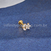 Piercing Labret Titânio Flor Zircônia Cravejada