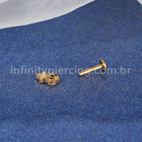 Piercing Labret Titânio Flor Zircônia Cravejada
