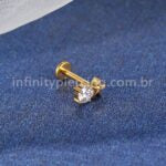 Piercing Labret Titânio Estrela Zircônia