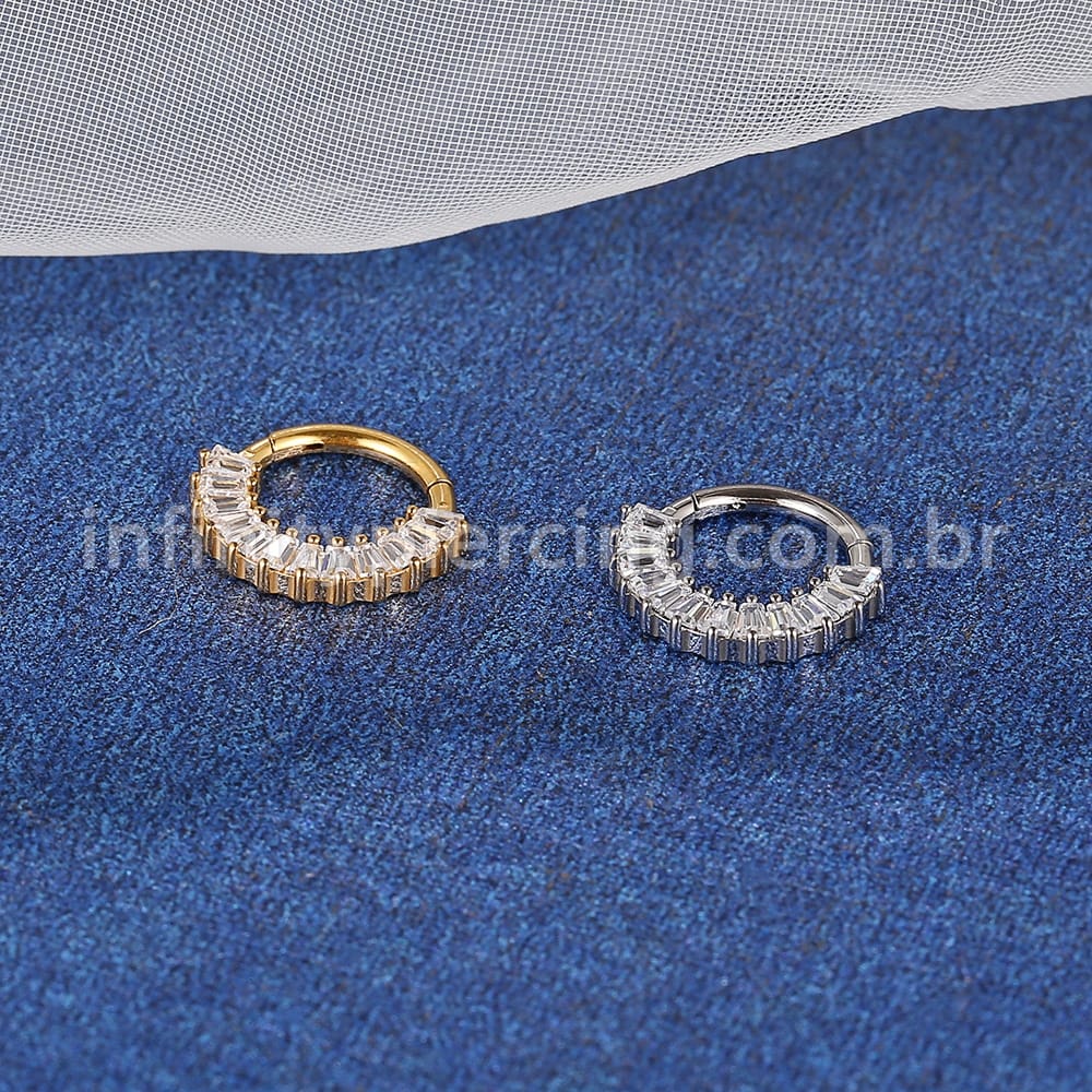 Piercing Argola Titânio Segmento Articulado Zircônia