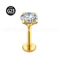 Piercing Labret Titânio Push Pin Ponto De Luz Cravejado
