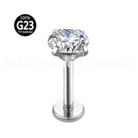 Piercing Labret Titânio Push Pin Ponto De Luz Cravejado