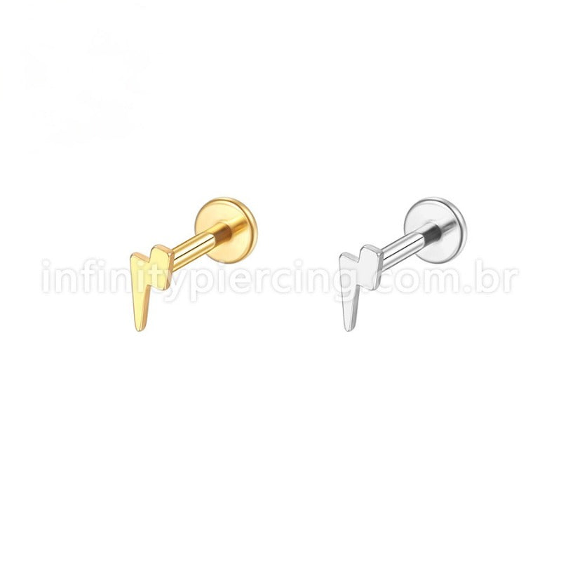 Piercing Labret Aço Cirúrgico Raio Zircônia