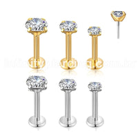 Piercing Labret Push Pin Aço Cirúrgico Zircônia Cravejada