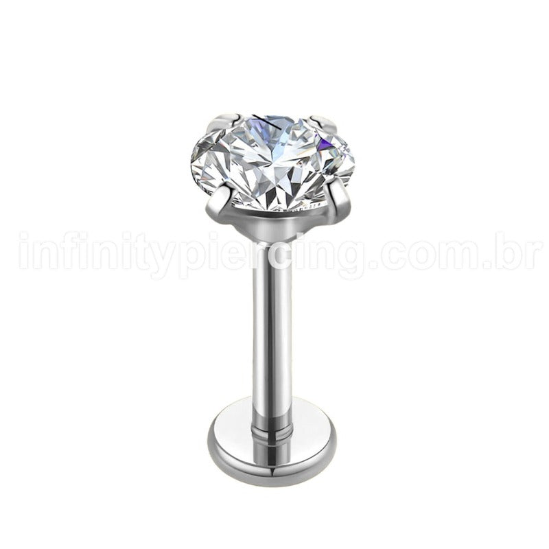 Piercing Labret Push Pin Aço Cirúrgico Zircônia Cravejada