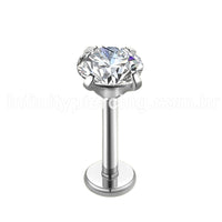 Piercing Labret Push Pin Aço Cirúrgico Zircônia Cravejada