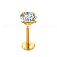 Piercing Labret Push Pin Aço Cirúrgico Zircônia Cravejada