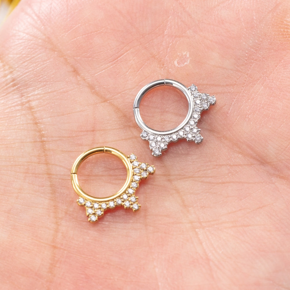 Piercing Argola Segmento Articulado Aço Cirúrgico Zircônia Cravejada