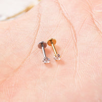 Piercing Labret Aço Cirúgico Push Pin Coração Zircônia