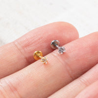 Piercing Labret Aço Cirúrgico Push Pin Estrela Zircônia