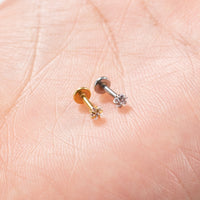 Piercing Labret Aço Cirúrgico Push Pin Estrela Zircônia