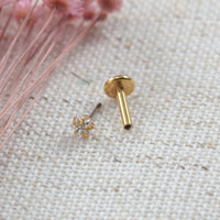 Piercing Labret Aço Cirúrgico Push Pin Estrela Zircônia