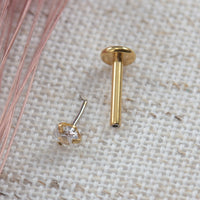 Piercing Labret Aço Cirúgico Push Pin Coração Zircônia