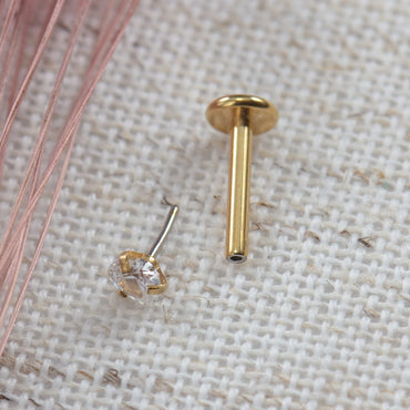 Piercing Labret Aço Cirúgico Push Pin Coração Zircônia