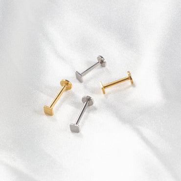 Piercing Labret Aço Cirúrgico Quadrado Rosca Interna