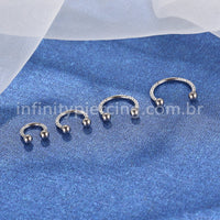 Piercing Ferradura Rosca Interna Titânio Zircônia Cravejada