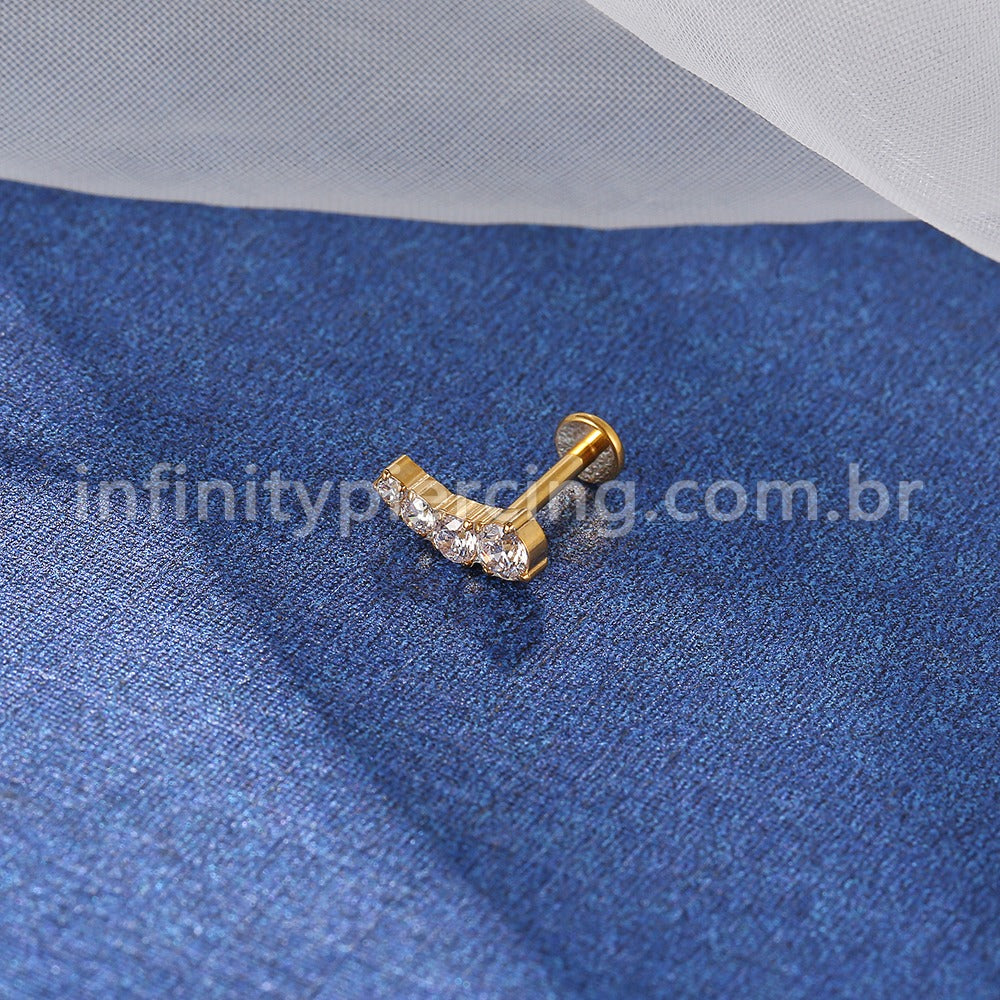 Piercing Labret Titânio 4 Zircônias