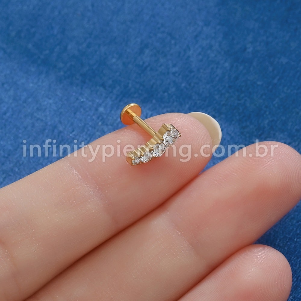 Piercing Labret Titânio 4 Zircônias