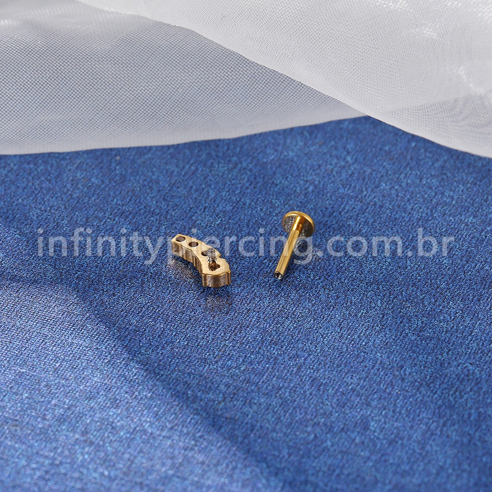 Piercing Labret Titânio 4 Zircônias
