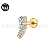 Piercing Labret Titânio 4 Zircônias