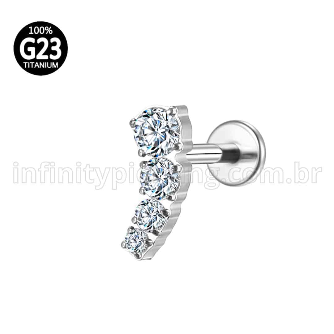 Piercing Labret Titânio 4 Zircônias