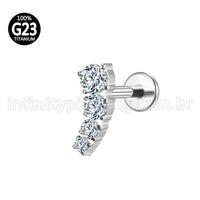 Piercing Labret Titânio 4 Zircônias