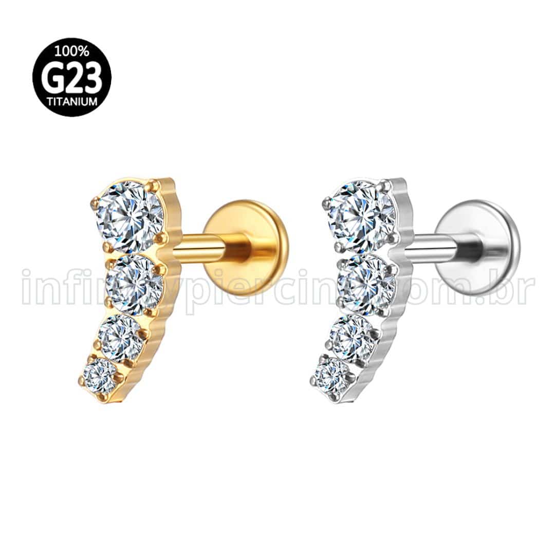 Piercing Labret Titânio 4 Zircônias