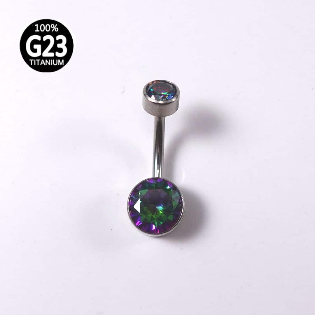 Piercing Banana Titânio 2 Pedras Zircônia