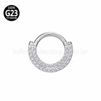 Piercing Argola Titânio Segmento Articulado 2 Fileiras Zircônia