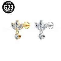Piercing Labret Titânio Flor Com Pingente Zircônia