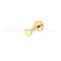 Piercing Labret Aço Cirúrgico Rosca Interna Coração