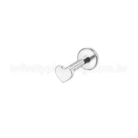 Piercing Labret Aço Cirúrgico Rosca Interna Coração