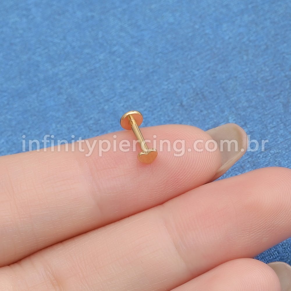 Piercing Labret Aço Cirúrgico Rosca Interna Coração