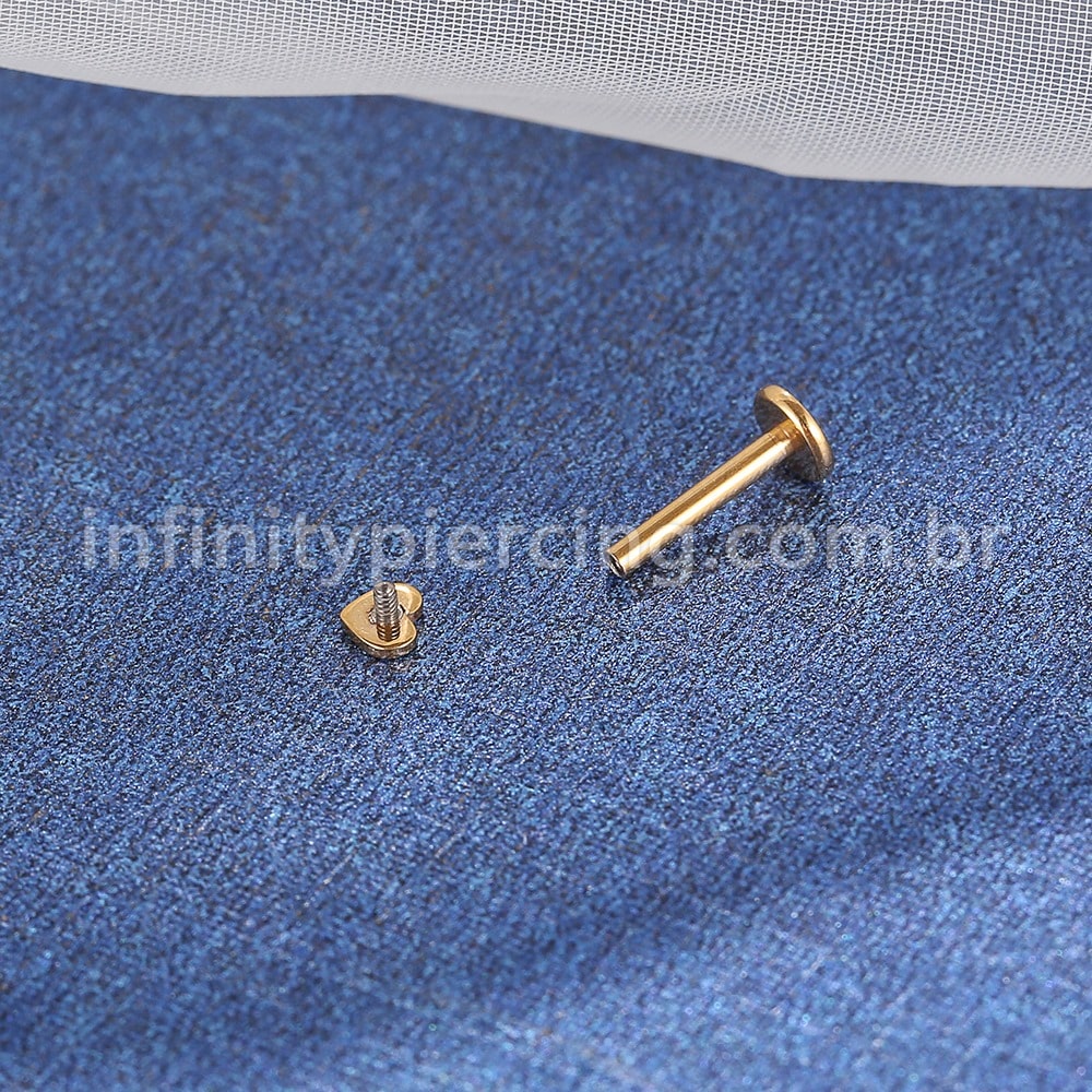 Piercing Labret Aço Cirúrgico Rosca Interna Coração