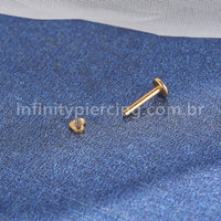 Piercing Labret Aço Cirúrgico Rosca Interna Coração