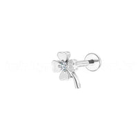 Piercing Labret Aço Cirúrgico Trevo Da Sorte Zircônia Cravejada