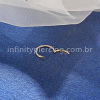 Piercing Argola Segmento Articulado Ouro 14K Zircônia Cravejada Frontal