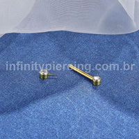 Piercing Barbell Push Pin Titânio 2 Pedras Zircônia