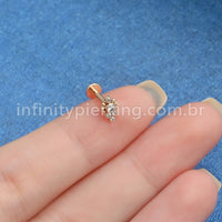 Piercing Labret Aço Cirúrgico Indiano Zircônia