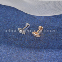 Piercing Labret Aço Cirúrgico Indiano Zircônia