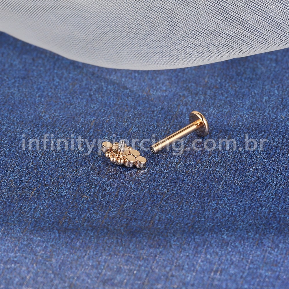 Piercing Labret Aço Cirúrgico Indiano Zircônia