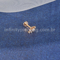 Piercing Labret Aço Cirúrgico Indiano Zircônia