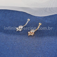 Piercing Banana Aço Cirúrgico Indiano Zircônia