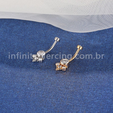 Piercing Banana Aço Cirúrgico Indiano Zircônia