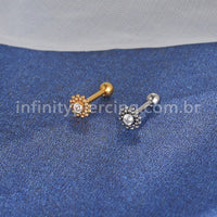 Piercing Minibarbell Aço Cirúrgico Flor 1 Zircônia