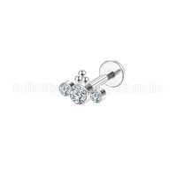Piercing Labret Aço Cirúrgico Indiano Com Zircônia Cravada