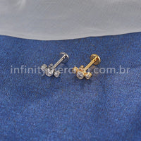 Piercing Labret Aço Cirúrgico Indiano Com Zircônia Cravada