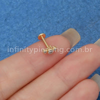 Piercing Labret Aço Cirúrgico Indiano Com Zircônia Cravada